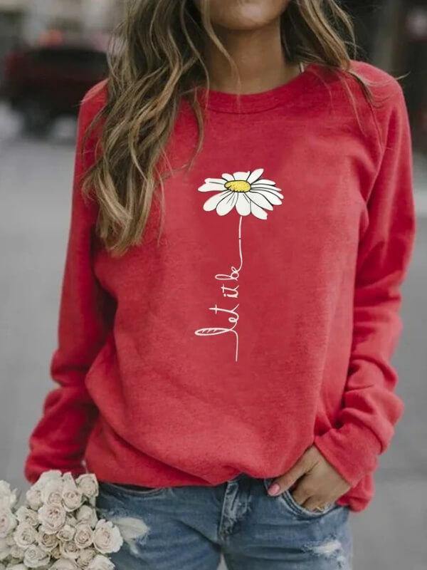 Daisy Printed Patchwork Long Sleeve Shirts & Tops - CHALIER