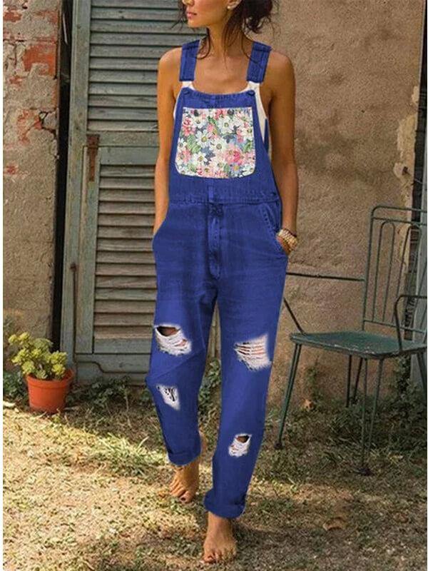 Chalier Sleeveless One-Pieces Denim Overalls Slim Fit Stretch Jumpsuit - CHALIER