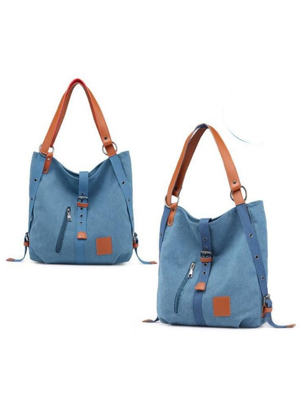 Women's Color Block Canvas Simple Shoulder Messenger Handbag