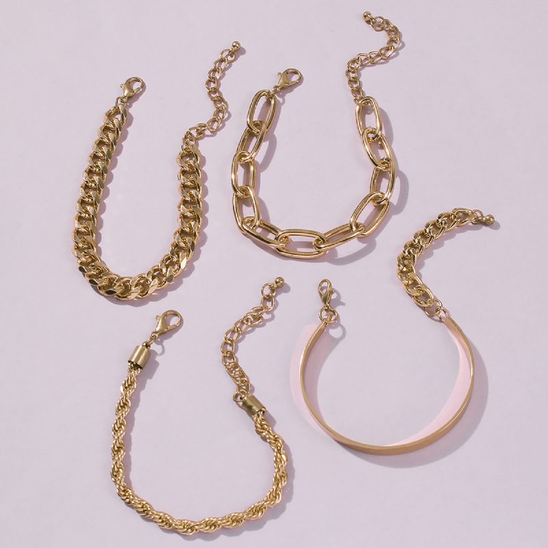 Female Fashionable Bracelets Woman Design Gold Jewelry Set