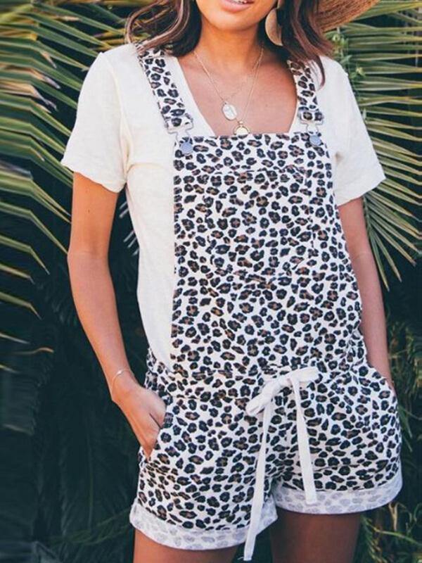 Women Vintage Floral Print Fashion Leopard Casual One-Pieces - CHALIER