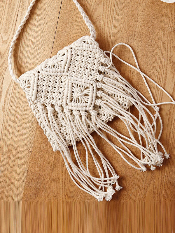 Women's Woven Straw Bags Fringe Messenger Bags