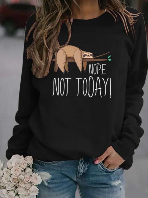 Women Long Sleeve Casual Animal Printed Crew Neck Sweatshirt - CHALIER