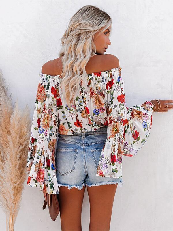 Women Off The Shoulder Floral Printed Shirt&Top - CHALIER