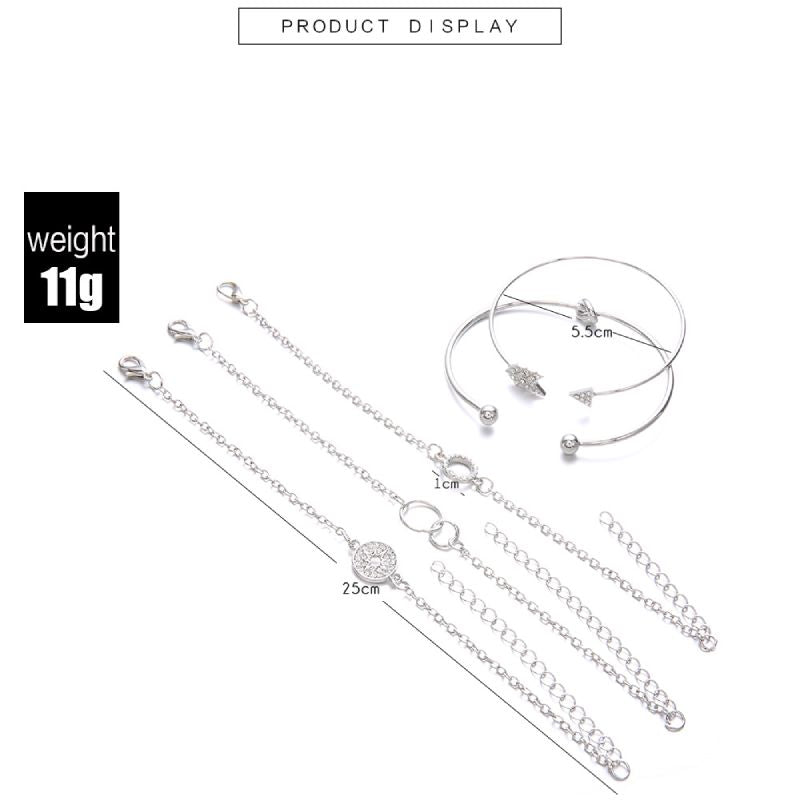 Female Fashionable Bracelets Woman Silver Design Jewelry Set