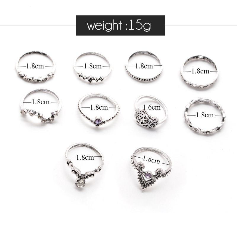 Female Design Silver Rings Woman Bohemia Fashionable Jewelry Set