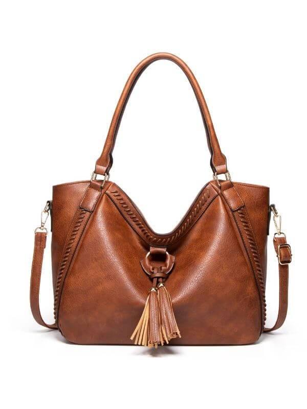 Ladies Handbags PU Daily Simple Vintage Shoulder Bucket Handbag - CHALIER