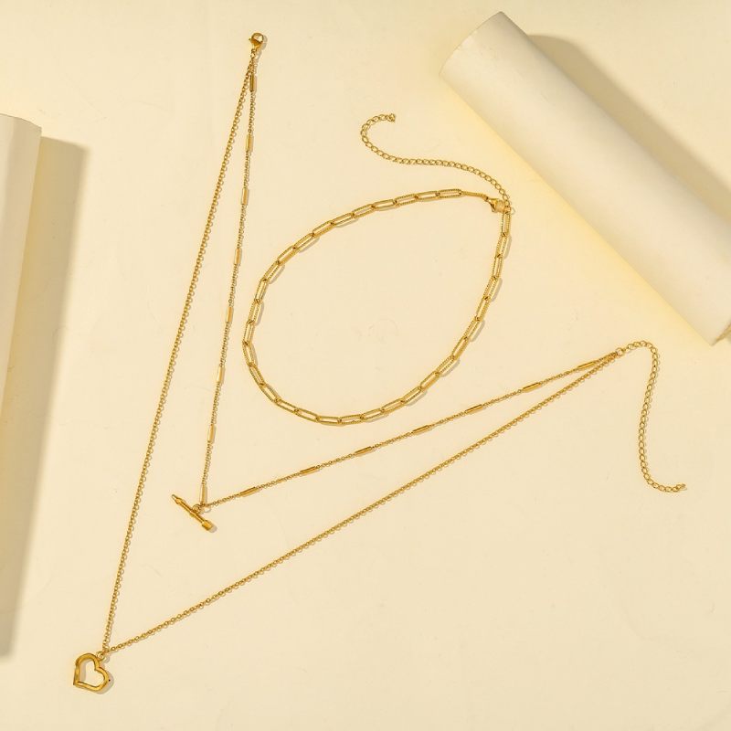 Female Hot Necklaces Women Gold Heart Choker Long Design Jewelry