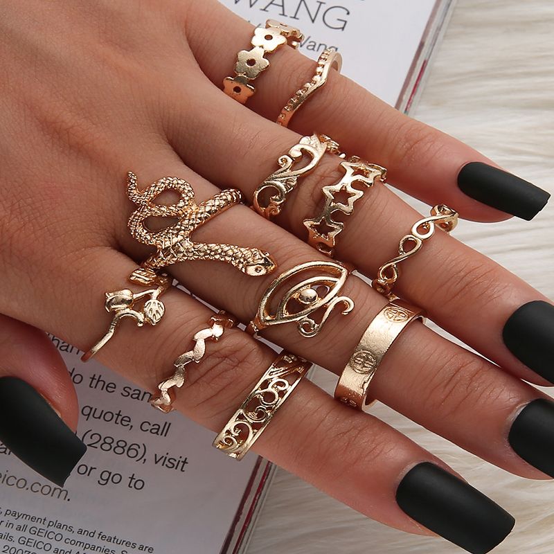 Female Design Rings Hot Gold Snack Woamn Jewelry Set