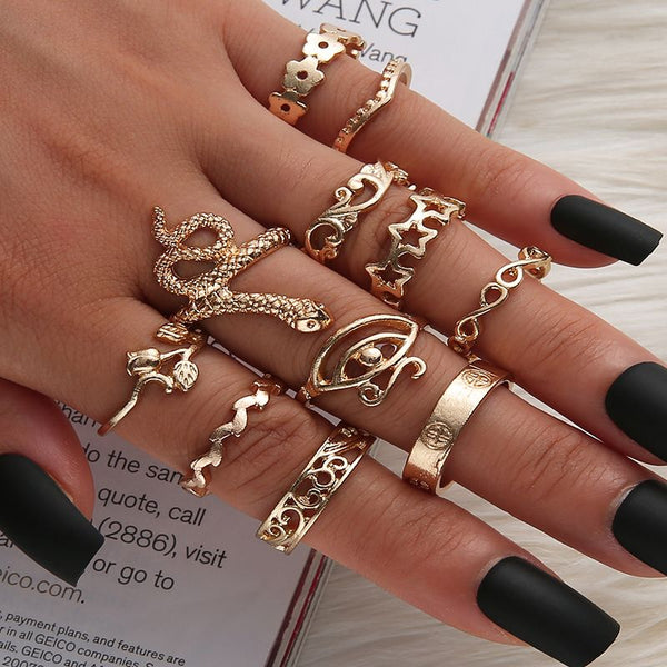 Female Design Rings Hot Gold Snack Woamn Jewelry Set