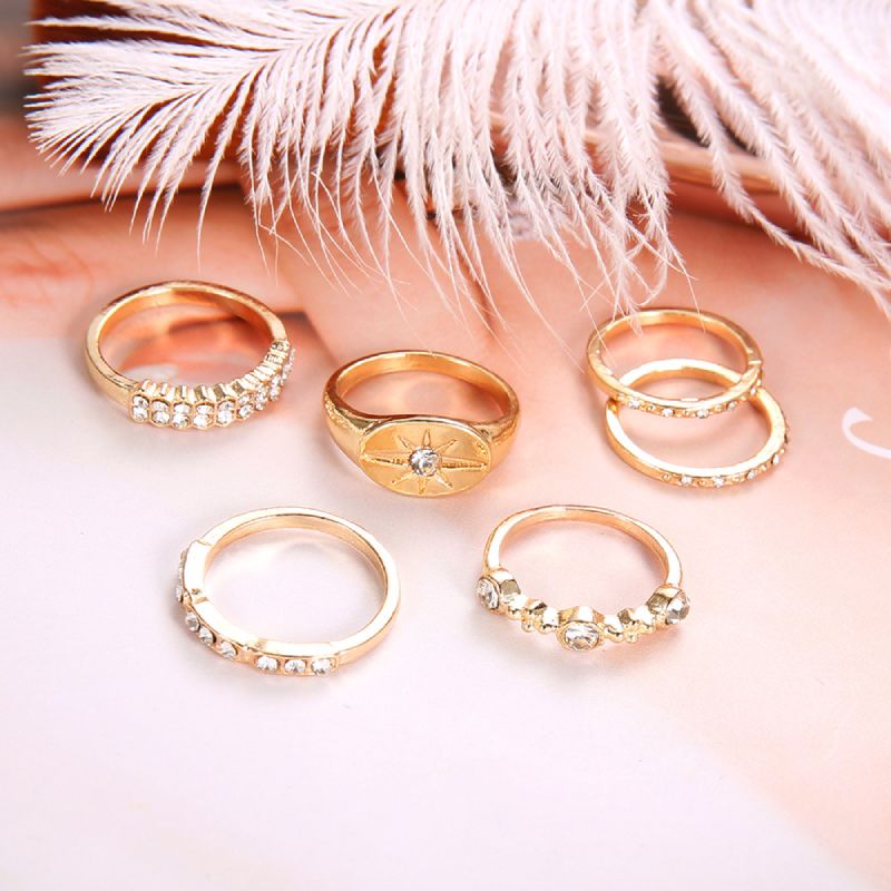 Female Design Gold Rings Woman Hot Stars Jewelry Set