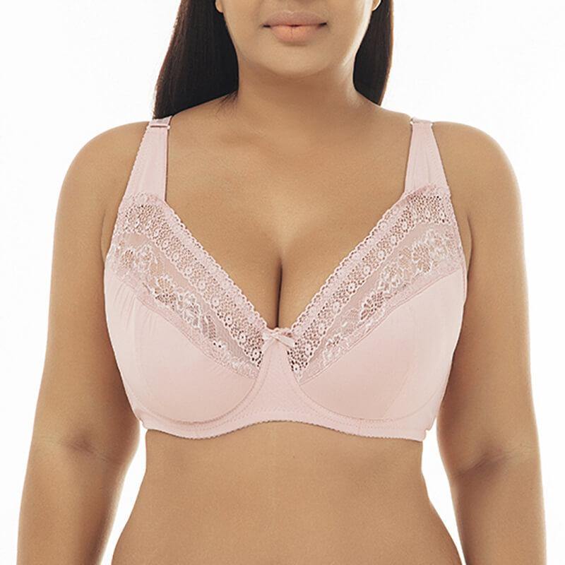 Women Puch Up Floral Lace Plus Size Comfort Bra - CHALIER