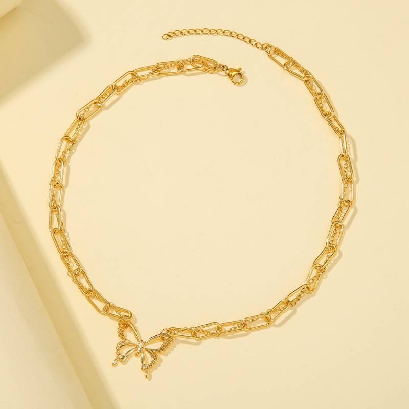 Female Hot Layered Necklaces Women Gold Choker Butterfly Design Jewelry