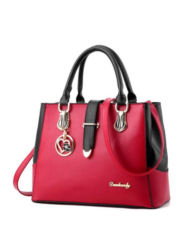 Women's Color Block Heart-shaped Letter Floral PU Leather Handbags