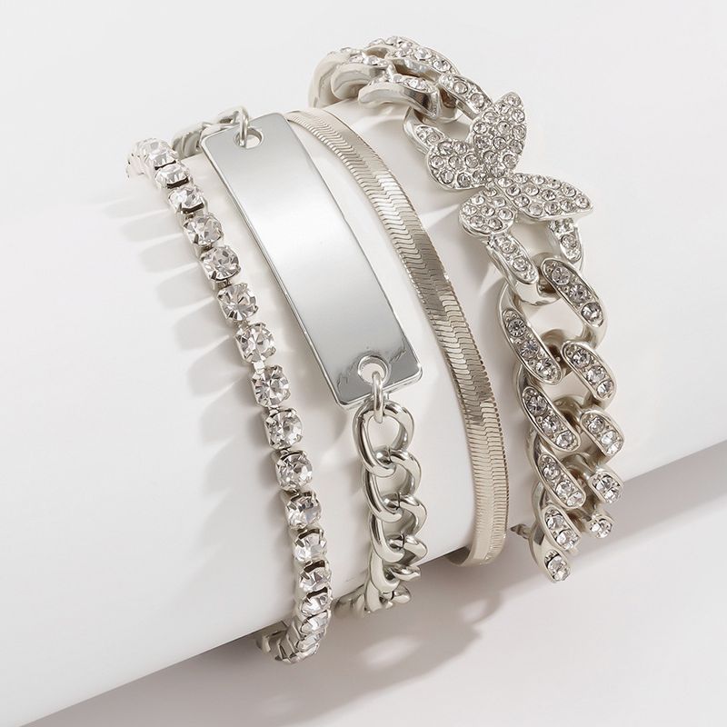 Female Fashionable Bracelets Woman Design Silver Butterfly Hot Jewelry Set