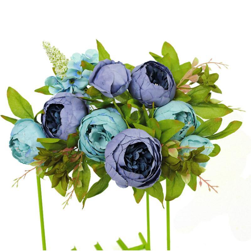 Artificial Fake Peony Flowers Bouquet Vintage Silk Flowers Wedding Home Party Decoration - CHALIER