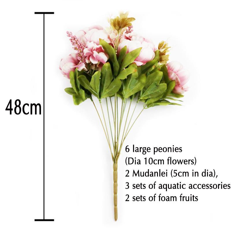 Artificial Fake Peony Flowers Bouquet Vintage Silk Flowers Wedding Home Party Decoration - CHALIER