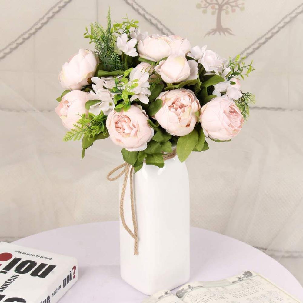 Artificial Fake Peony Flowers Bouquet Vintage Silk Flowers Wedding Home Party Decoration - CHALIER