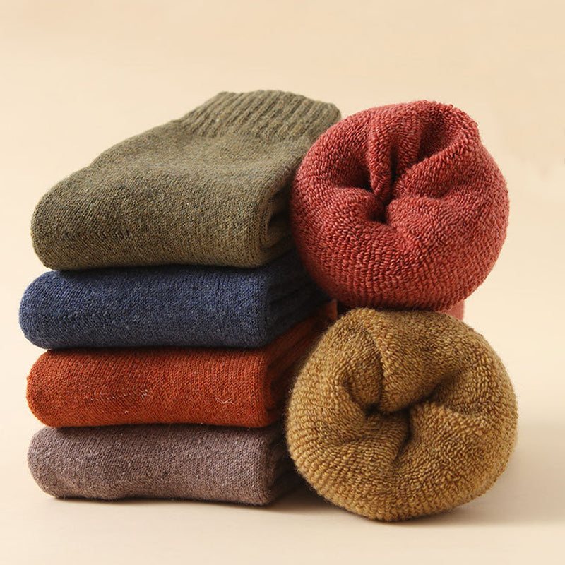 Womens Winter Thickened Knitted Crew Cotton Socks 5 Pairs