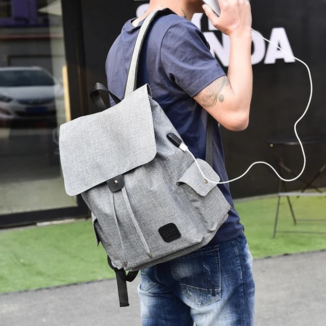Canvas Backpack Casual USB Interface Charging Backpack