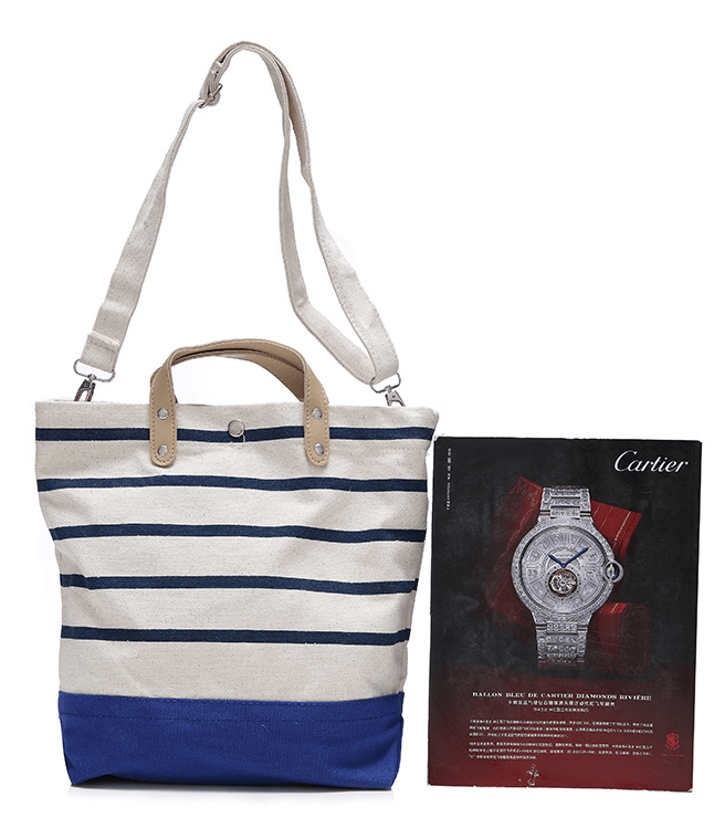 Canvas Striped Shoulder Messenger Handbag