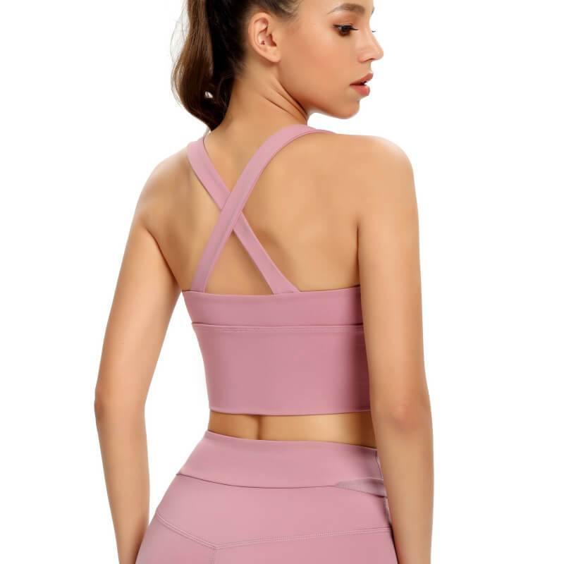 Womens Zip Front Sports Bra Wireless Bra Active Yoga Sports Soft Support Bra - CHALIER