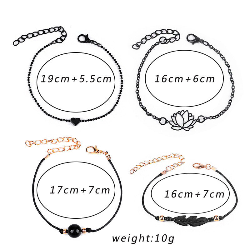 Female Fashionable Bracelets Women Black Bohemia Design Jewelry Set