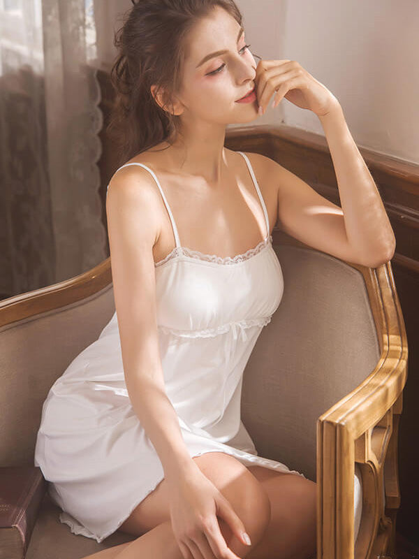 Women's Lingerie Solid Color Sleepwear Soft Chemise Sleeveless Loungewear