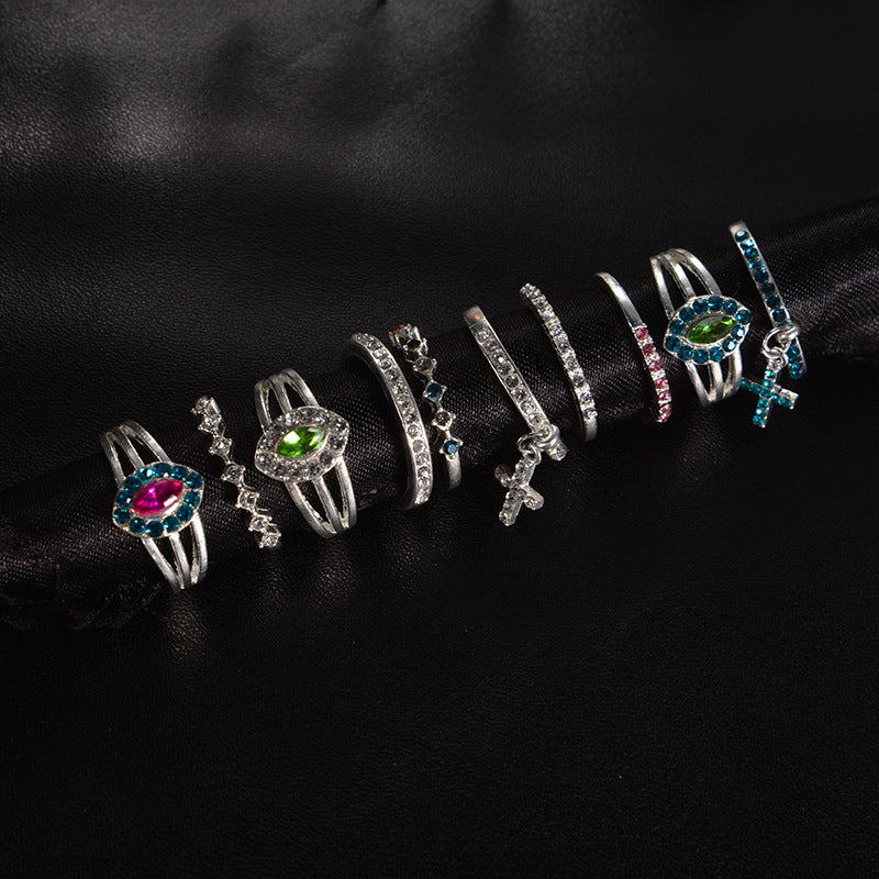 Female Design Drop Rings Woman Fashionable Cross Jewelry Set