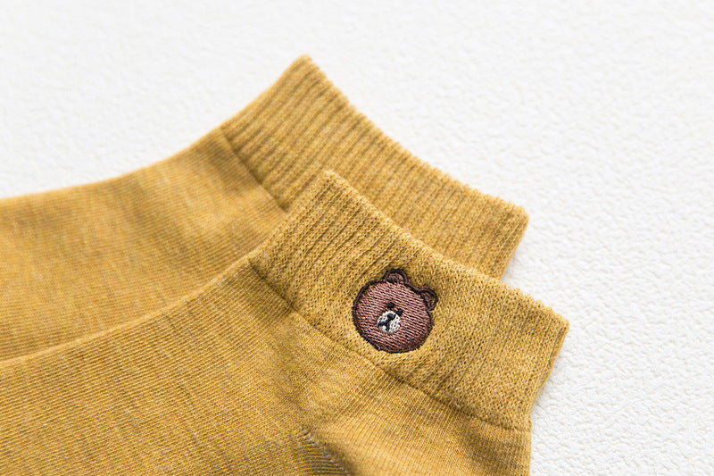 Womens Cartoon Cotton Short Socks Cute Bear Socks