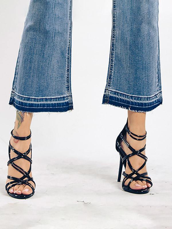 Women's Bell Bottomed Jeans Loose Wide-leg Cropped Trousers - CHALIER