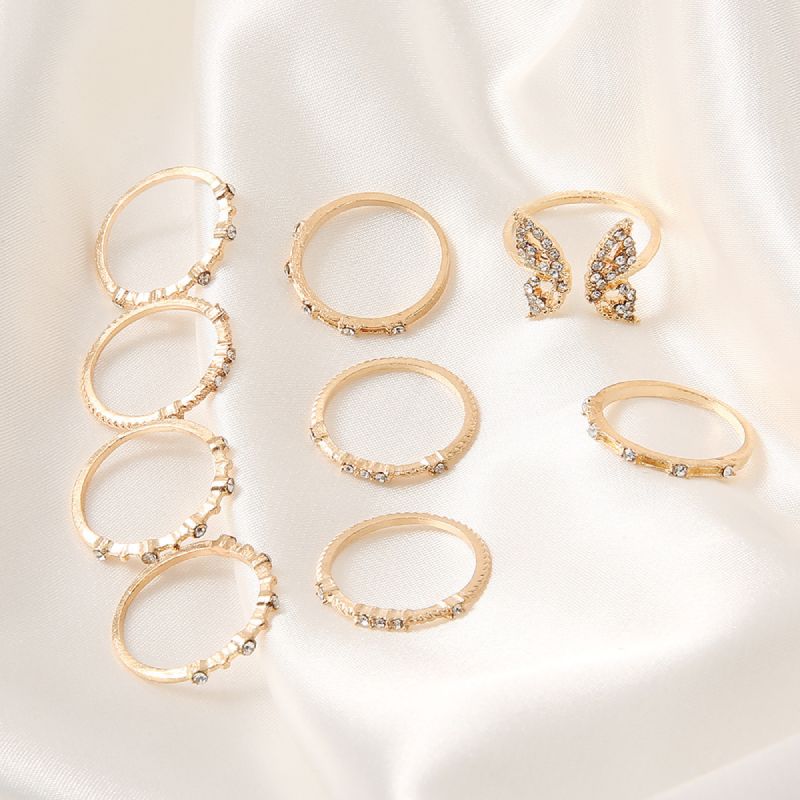 Female Design Hot Rings Gold Simple Butterfly Jewelry Set