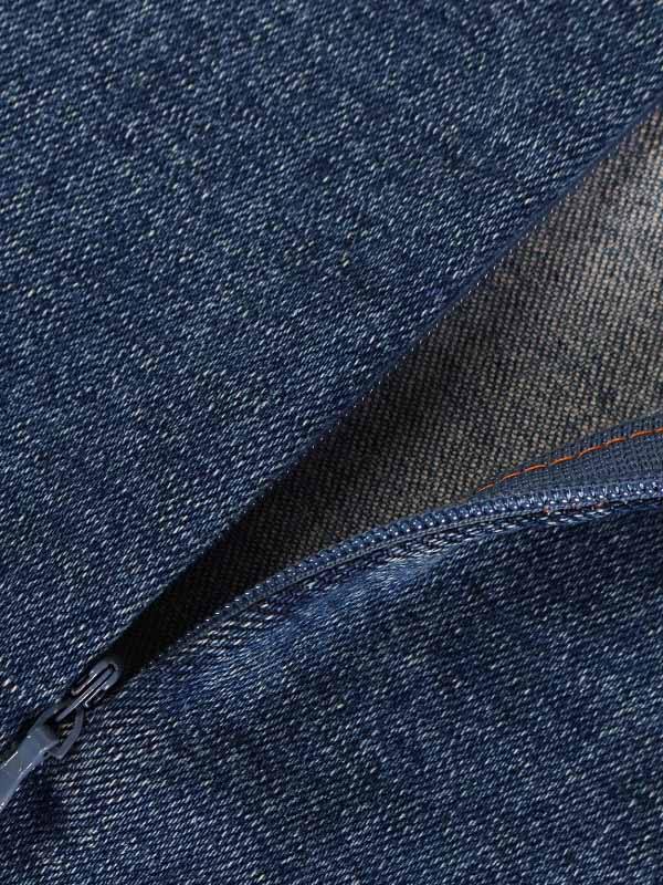 Women's Sexy Casual Denim Bodycon Slip Dress with Chest Pad and Rims Sheath Dress - CHALIER