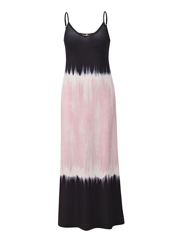 Women's Gradient Color Sleeveless Beach Strap Maxi Dress Holiday - CHALIER