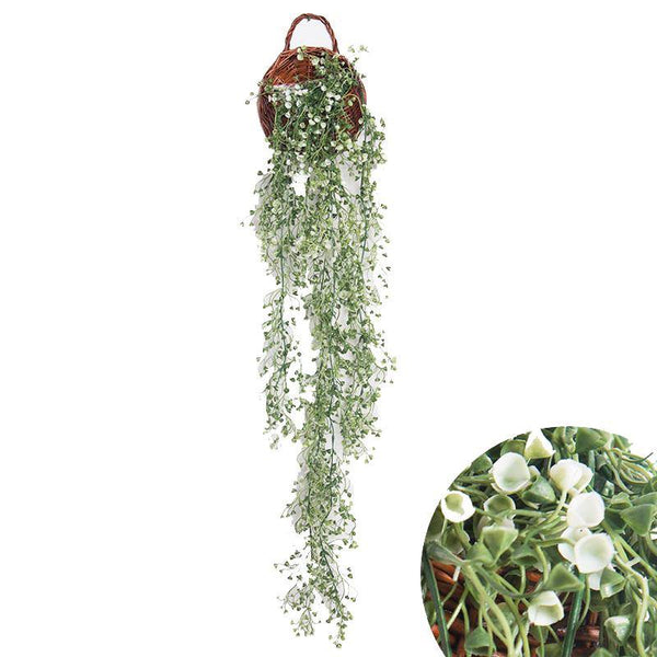 Artificial Hanging Plants Fake Plants Home Decor White Vine Plants Includes Basket - CHALIER