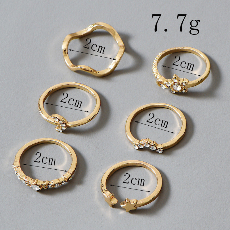 Female Fashionable Rings Woman Design Moon Gold Jewelry Set