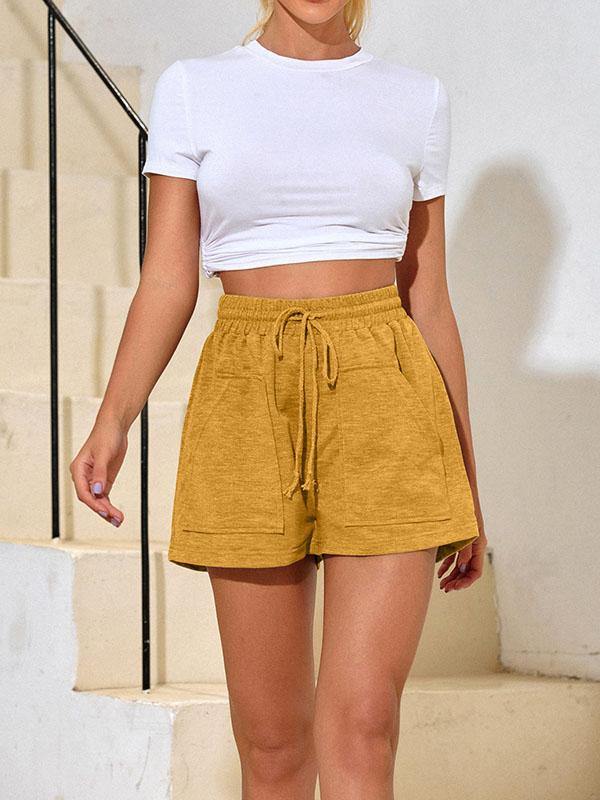 Women's Cotton Caual High Waist Drawstring Shorts Sports - CHALIER