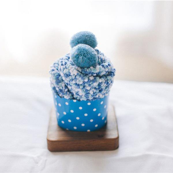 Womens Warm Winter Slipper Wool Socks Cup Cake Gift Box Family Socks - CHALIER