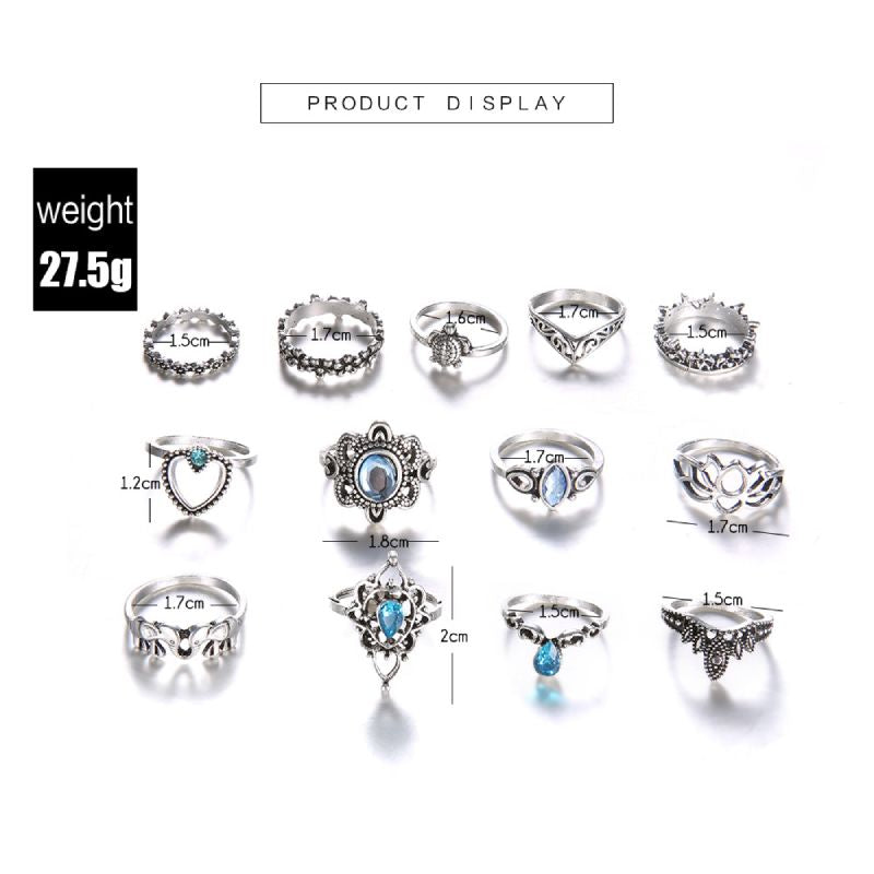 Female Design Blue Stone Rings Woman Hot Bohemia Jewelry Set