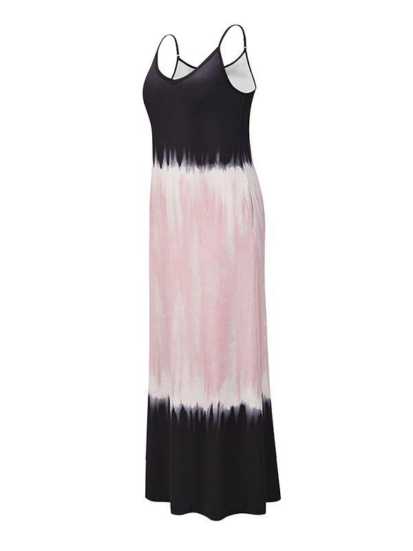 Women's Gradient Color Sleeveless Beach Strap Maxi Dress Holiday - CHALIER
