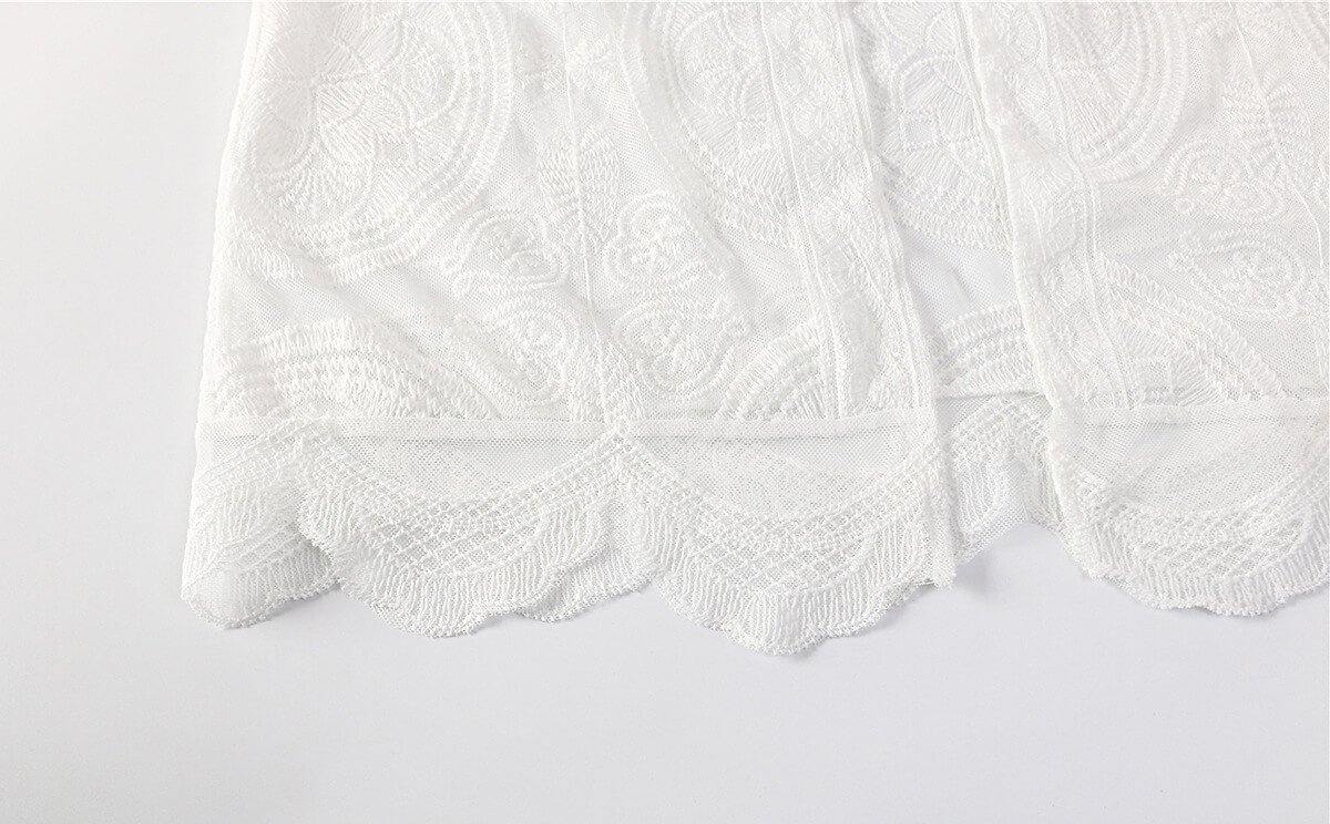 Long Sleeve Lace Solid Cardigan - CHALIER