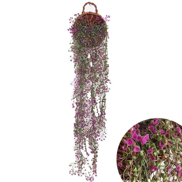 Artificial Hanging Plants Fake Plants Home Decor Purple Vine Plants Includes Basket - CHALIER