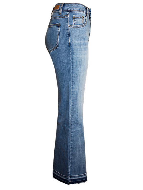 Women's Bell Bottomed Jeans Loose Wide-leg Cropped Trousers - CHALIER