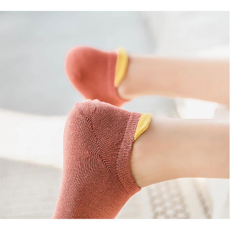 Womens Socks 10 Pairs Solid Color Socks Novel Fun Cute Cotton Ankle Socks - CHALIER
