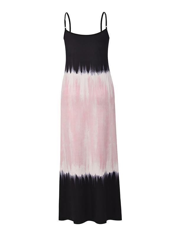 Women's Gradient Color Sleeveless Beach Strap Maxi Dress Holiday - CHALIER