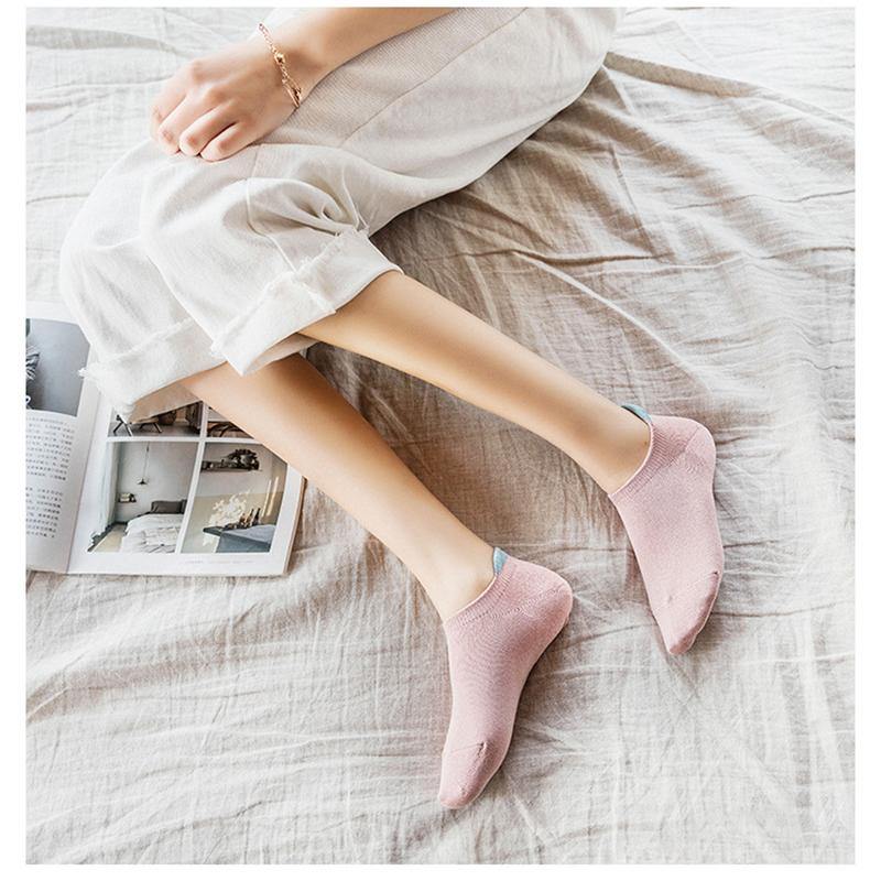 Womens Socks 10 Pairs Solid Color Socks Novel Fun Cute Cotton Ankle Socks - CHALIER