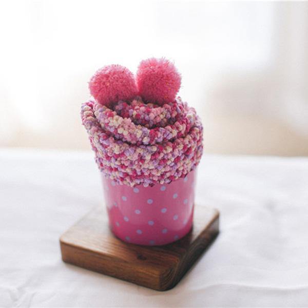 Womens Warm Winter Slipper Wool Socks Cup Cake Gift Box Family Socks - CHALIER