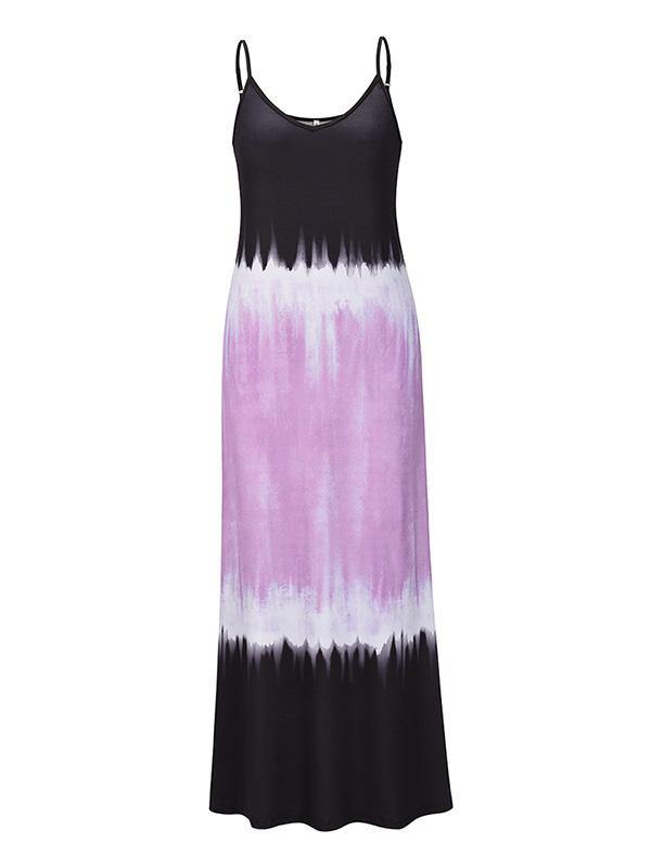 Women's Gradient Color Sleeveless Beach Strap Maxi Dress Holiday - CHALIER