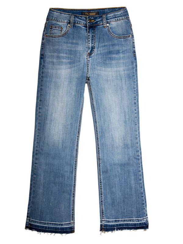 Women's Bell Bottomed Jeans Loose Wide-leg Cropped Trousers - CHALIER