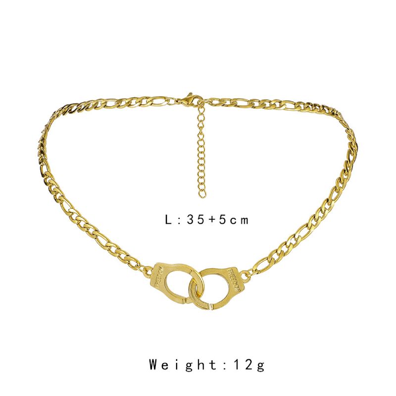 Female Hot Necklaces Women Gold Choker Handcuffs Design Jewelry